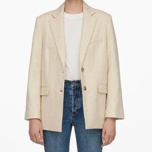 ANINE BING Sonora Blazer in Buttercream Houndstooth NWOT